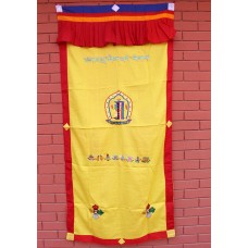 Cotton Wall Hanging Door Curtain Embroidered with Tibetan Kalachakra   323129491299